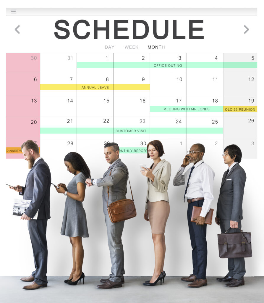 schedule table event planner concept